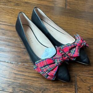 Jack Rogers Debra Ballet Flats with Red Tartan Plaid Bow